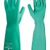 Work Gloves Showa 747 Unlined 22-Mil Nitrile Chemical Resistant Glove With Bisque Grip - 19" Length (Pack Of 6 Pairs)