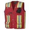 Hi-Vis Work Wear Pioneer Surveyor's/Supervisor's Safety Vest - 600D Oxford Poly | Red | Sizes S - 5XL
