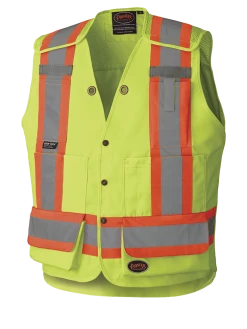 Hi-Vis Work Wear Pioneer Hi Viz Drop Shoulder Poly/Cotton Tear-Away Surveyor's Safety Vest | Sizes Small - 4XL