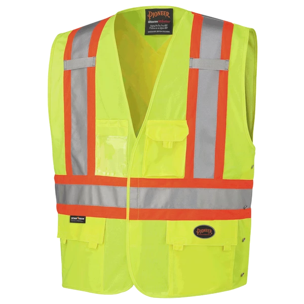 Pioneer Hi Viz Safety Vest - Tricot Poly Interlock - Adj. Sides | S/M - 4/5X Large Hi-Vis Work Wear 8 Pioneer Hi Viz Safety Vest - Tricot Poly Interlock - Adj. Sides | S/M - 4/5X Large Hi-Vis Work Wear