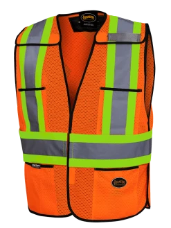 Hi-Vis Work Wear Pioneer Hi Viz Safety Tear-Away Poly Mesh Vest - One Size Fits Most