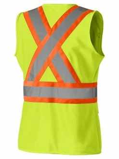 Hi-Vis Work Wear Pioneer Women's Solid Tricot Tear-Away Safety Vest | XS-2XL