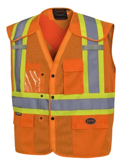 Pioneer Hi Viz Drop Shoulder Safety Vest With Snaps - Poly Mesh | Sizes Small - 5XL