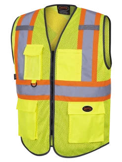Pioneer Hi Viz Zipper Front Mesh Safety Vest | Sizes XS - 5XL