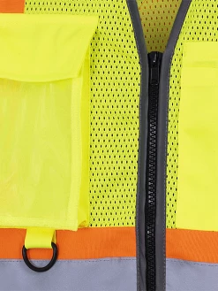 Pioneer Hi Viz Zipper Front Mesh Safety Vest | Sizes XS - 5XL