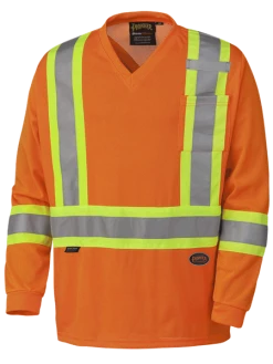 Hi-Vis Work Wear Pioneer Hi Viz Safety Long-Sleeved Shirt | Micro Mesh | Sizes Small - 5XL