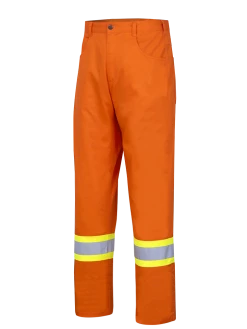 Hi-Vis Work Wear Pioneer Hi Viz Cotton Safety Pants - Ultra Cool/Cotton Twill | Orange | Sizes Waist 30" - 40"