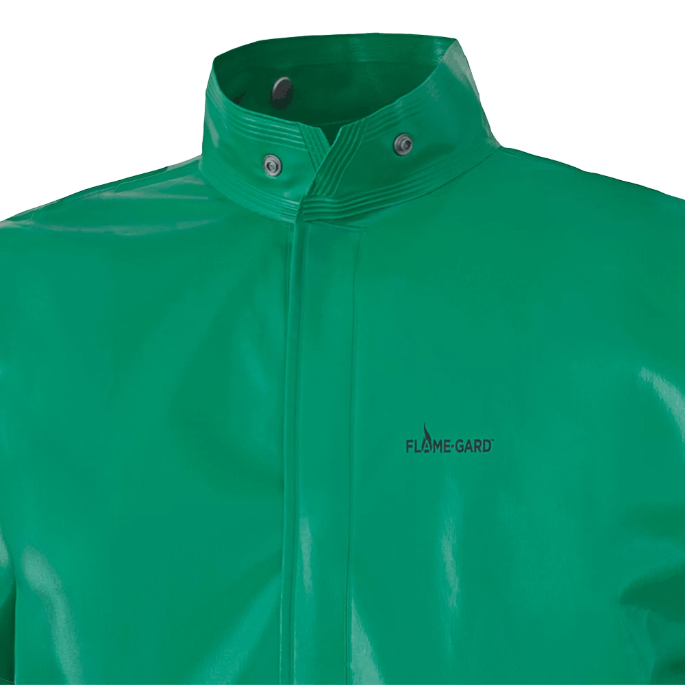 Flame Resistant Work Wear Ranpro CA-43® FR Chemical/Acid Resistant Jacket - PVC/Poly | Green | Sizes Small - 4XL 5 Flame Resistant Work Wear Ranpro CA-43® FR Chemical/Acid Resistant Jacket - PVC/Poly | Green | Sizes Small - 4XL