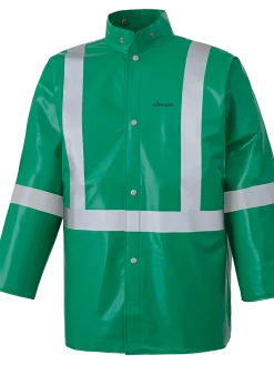 Flame Resistant Work Wear Ranpro CA-43® FR Chemical/Acid Resistant Safety Jacket - PVC/Poly | Green | Sizes Small - 4XL