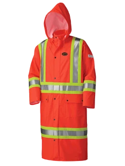 Pioneer FR WATERPROOF SFTY LONG COAT | PU STRETCH / DET. HOOD | Sizes S - 5XL