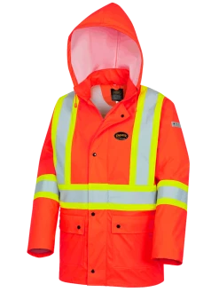 Flame Resistant Work Wear Pioneer FR/PU Hi Viz Waterproof Safety Jacket With Pockets | Orange | Sizes XS - 7XL