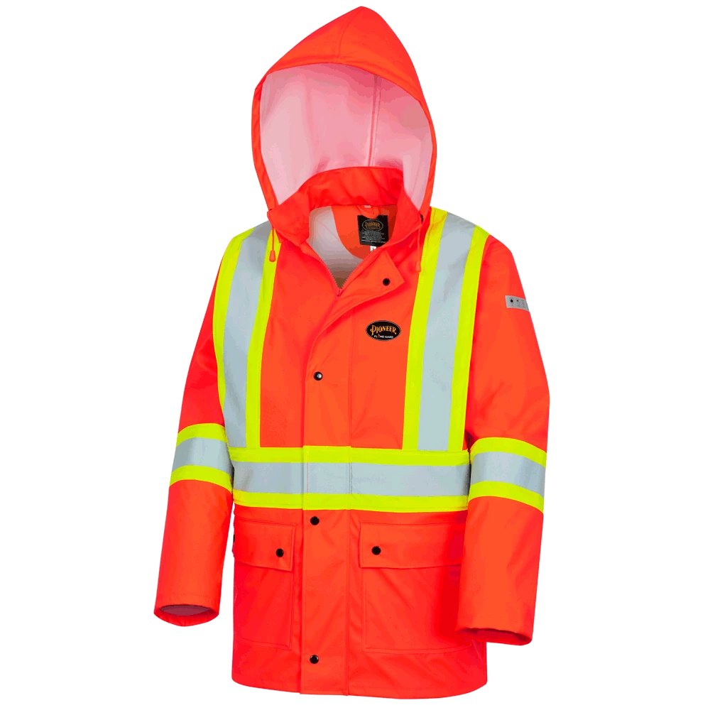 Flame Resistant Work Wear Pioneer FR/PU Hi Viz Waterproof Safety Jacket With Pockets | Orange | Sizes XS - 7XL 3 Flame Resistant Work Wear Pioneer FR/PU Hi Viz Waterproof Safety Jacket With Pockets | Orange | Sizes XS - 7XL