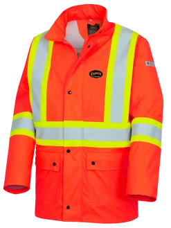 Flame Resistant Work Wear Pioneer FR/PU Hi Viz Waterproof Safety Jacket With Pockets | Orange | Sizes XS - 7XL