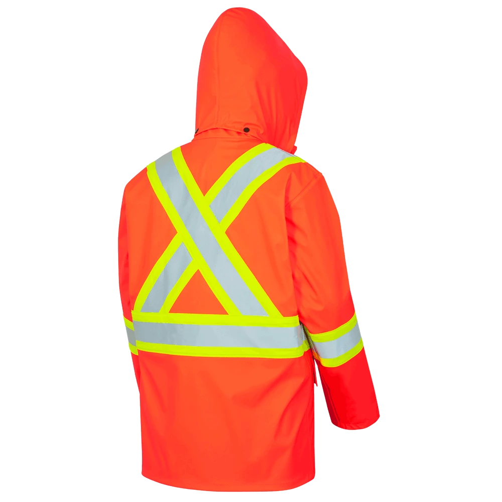 Flame Resistant Work Wear Pioneer FR/PU Hi Viz Waterproof Safety Jacket With Pockets | Orange | Sizes XS - 7XL 5 Flame Resistant Work Wear Pioneer FR/PU Hi Viz Waterproof Safety Jacket With Pockets | Orange | Sizes XS - 7XL