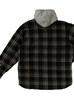 Work Wear Tough Duck WS02 Quick Dry Sherpa Lined Zip-Up Hooded Fleece Shirt | Charcoal Plaid | S-3XL