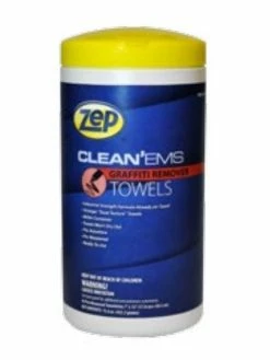Zep Clean'ems Industrial Graffiti Cleaner Towels | 45 Count Tub - Case Of 6