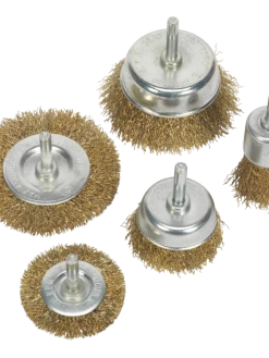 Cleanflow Power Tool Accessories Brass Wire Wheel Brush Set | 1/4" Arbor | 5 Piece