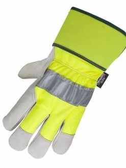 Horizon Hi-Vis Cowhide Thinsulate Lined Winter Gloves | Yellow | Pack Of 6 Pairs Work Gloves