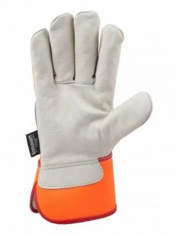 Work Gloves Horizon Hi-Vis Cowhide Thinsulate Lined Winter Gloves | Orange | Pack Of 6 Pairs