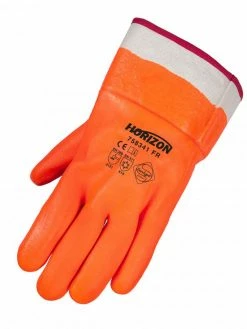 Horizon Winter Lined Orange PVC Safety Cuff Work Gloves | Pack Of 6 Pairs