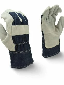 Radians Denim Back Cowhide Palm Leather Work Gloves - Pack Of 12 Pairs
