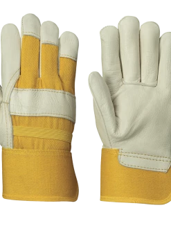 Pioneer 531 Premium Rubberized Cuff One-Piece Palm Cowgrain Gloves (Outside Elastic) | Pack Of 12 Pairs Work Gloves