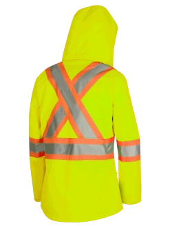 Hi-Vis Work Wear Pioneer "The Rock" Women's 300D Oxford Polyester Waterproof Safety Rain Jacket
