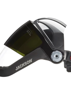 Jackson Safety Personal Protective Equipment Jackson Quad 500® Series Hard Hat Mountable Complete Faceshield With 370 Speed Dial™ Ratchet Adjustment - Clear With Flip-Up Shade 8 Window