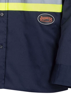 Pioneer Hi Viz Poly/Cotton Work Shirt | Navy | Sizes S - 4XL