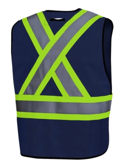 Hi-Vis Work Wear Pioneer Hi Viz Safety Tear-Away Poly Mesh Vest - One Size Fits Most