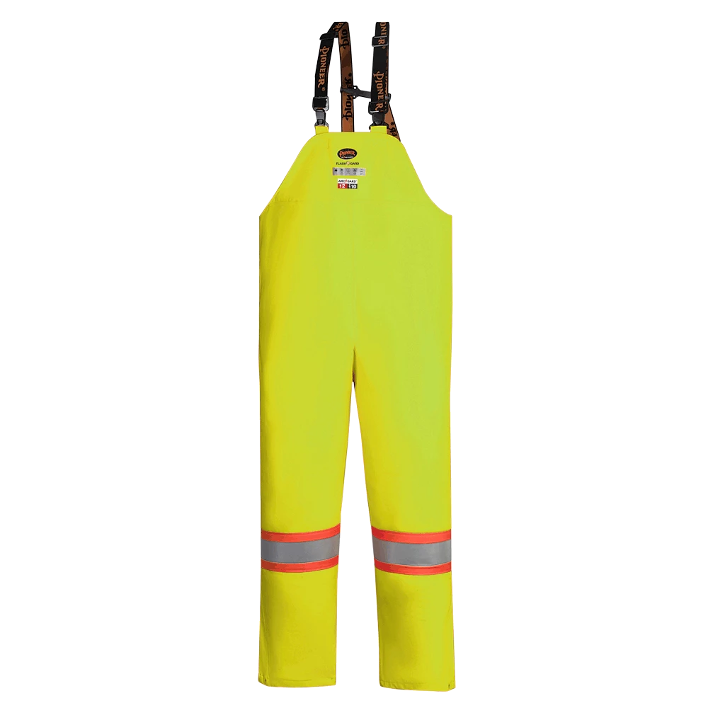 Flame Resistant Work Wear Pioneer Hi Vis FR PU/Cotton Rain Bib Pants | XS-4XL 3 Flame Resistant Work Wear Pioneer Hi Vis FR PU/Cotton Rain Bib Pants | XS-4XL