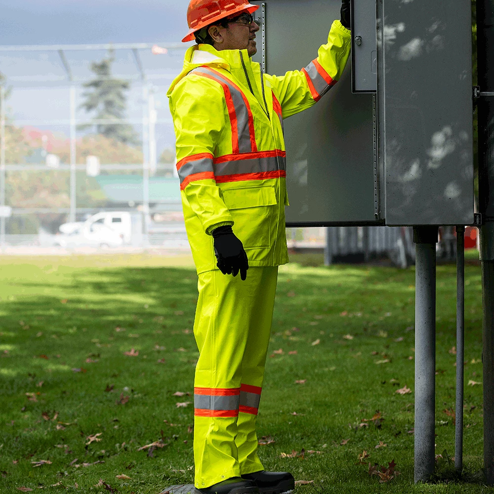 Flame Resistant Work Wear Pioneer Hi Vis FR PU/Cotton Rain Bib Pants | XS-4XL 6 Flame Resistant Work Wear Pioneer Hi Vis FR PU/Cotton Rain Bib Pants | XS-4XL