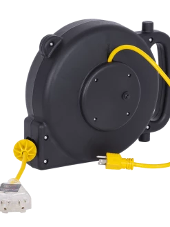 Startech Steel Retractable Extension Cord Reel - SJTW 12/3 - Triple Outlet - 40 Ft Length Lighting