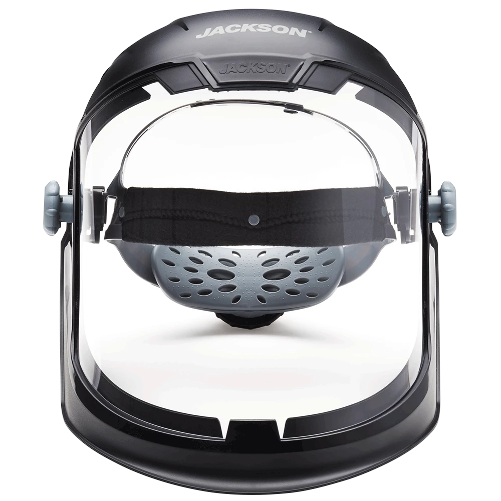 Jackson Safety Personal Protective Equipment Jackson Maxview™ Series 370 Speed Dial™ Premium Ratcheting Adjustment Faceshield Kit - Clear Visor 6 Jackson Safety Personal Protective Equipment Jackson Maxview™ Series 370 Speed Dial™ Premium Ratcheting Adjustment Faceshield Kit - Clear Visor