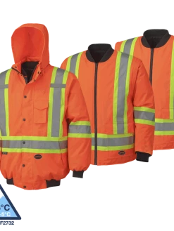 Pioneer Reflective Striped 6 In 1 Winter Work Bomber | XS-5XL Hi-Vis Work Wear