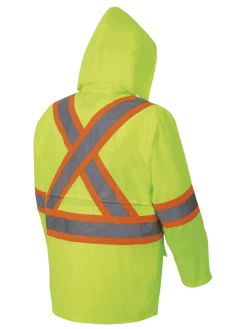 Hi-Vis Work Wear Pioneer 150D Oxford Poly/PVC Hi Vis Rain Suit | S-4XL