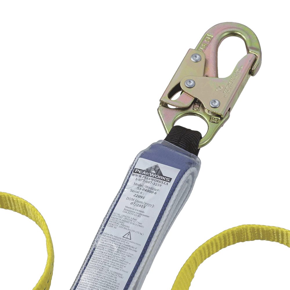 Peakworks Shock Absorbing Lanyards W/ Snap Hooks, Twin Legs, 6' Safety Equipment 6 Peakworks Shock Absorbing Lanyards W/ Snap Hooks, Twin Legs, 6' Safety Equipment