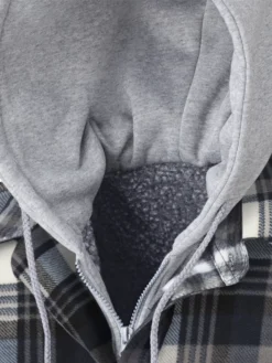 Pioneer Quilted Polar Boa Fleece Lined Zip-Up Hooded Shirt | S - 4XL