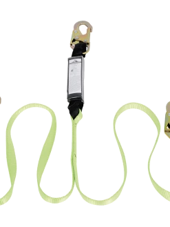 Peakworks Shock Absorbing Lanyards W/ Snap Hooks, Twin Legs, 4"