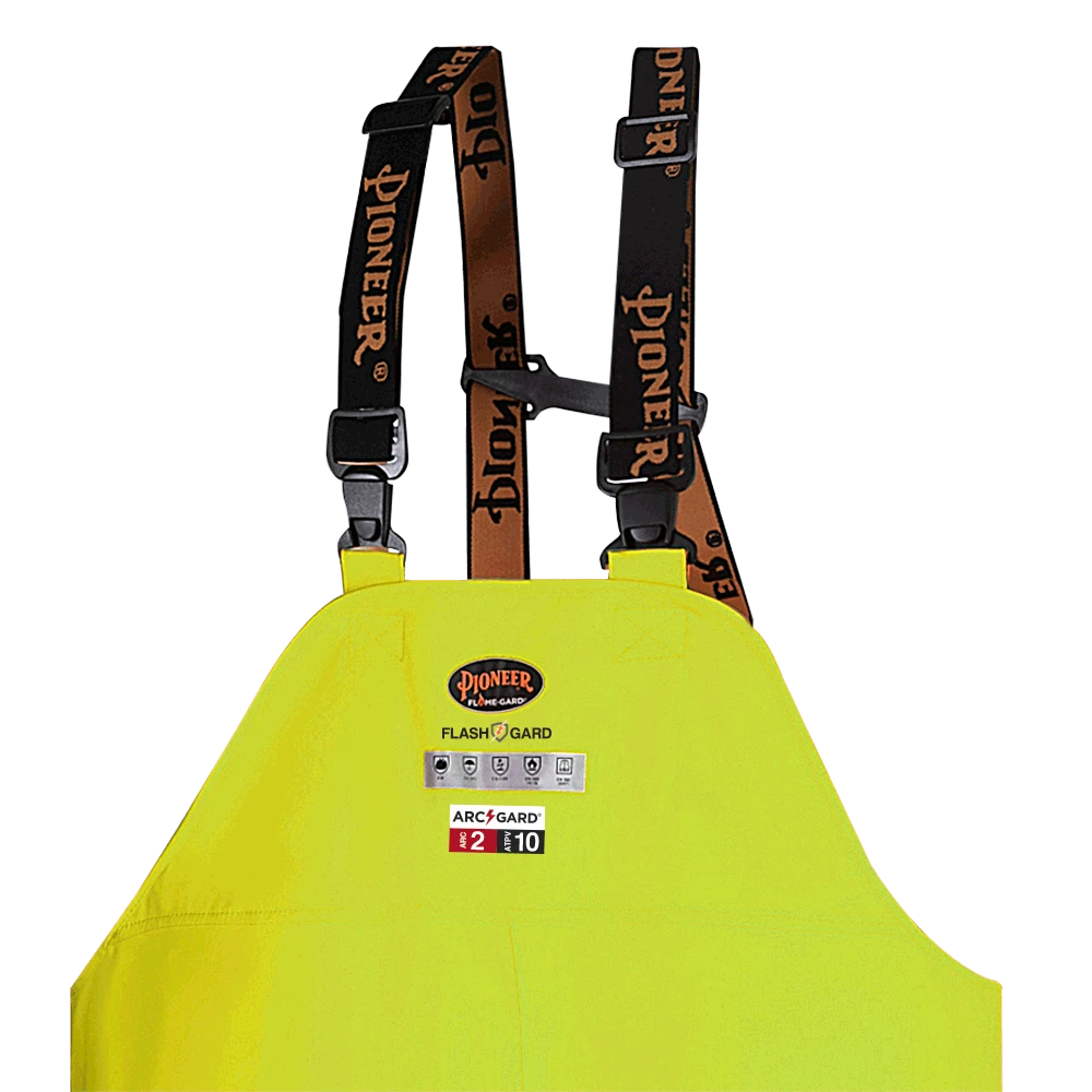 Flame Resistant Work Wear Pioneer Hi Vis FR PU/Cotton Rain Bib Pants | XS-4XL 5 Flame Resistant Work Wear Pioneer Hi Vis FR PU/Cotton Rain Bib Pants | XS-4XL