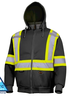 Pioneer Heavyweight Polyester Fleece Safety Hoodie | S-4XL Hi-Vis Work Wear