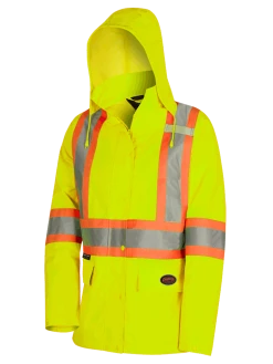 Hi-Vis Work Wear Pioneer "The Rock" Women's 300D Oxford Polyester Waterproof Safety Rain Jacket