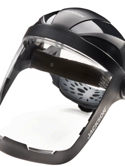 Jackson Safety Personal Protective Equipment Jackson Quad⢠500 Supreme Multi-Purpose Face Shield Kit With 370 Speed Dial⢠Ratchet System - Clear Anti-Fog Visor