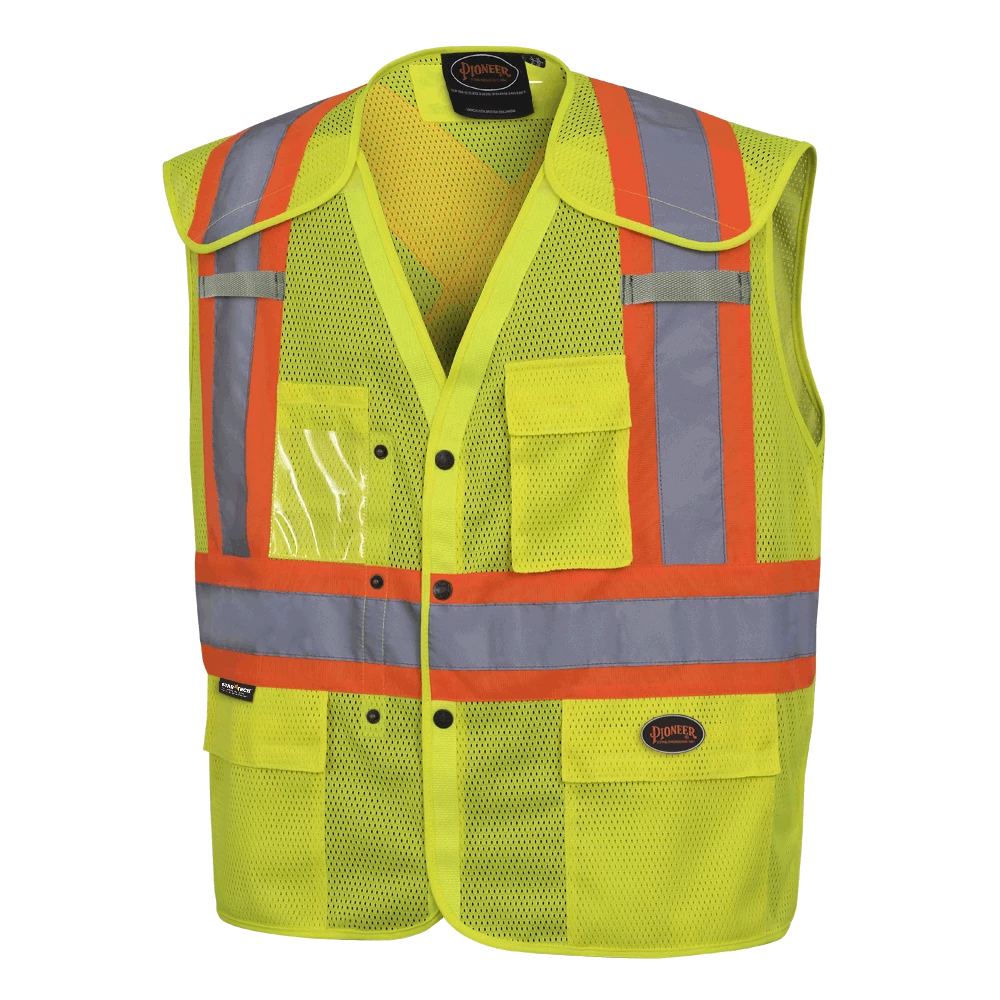 Pioneer Hi Viz Drop Shoulder Safety Vest With Snaps - Poly Mesh | Sizes Small - 5XL 7 Pioneer Hi Viz Drop Shoulder Safety Vest With Snaps - Poly Mesh | Sizes Small - 5XL