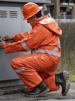 Flame Resistant Work Wear Ranpro Utili-Gard® FR/ARC Rated Bib Pants - PVC Coated Nomex®/Kevlar® | Orange | Sizes XS - 4XL