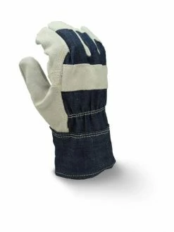 Radians Denim Back Cowhide Palm Leather Work Gloves - Pack Of 12 Pairs