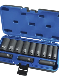 Jet 3/8" Dr. Deep Impact Socket Set - SAE Deep - 6 Point - 12 Piece Power Tool Accessories