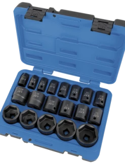 Jet 1/2" Dr. Impact Socket Set - SAE - 6 Point - 19 Piece