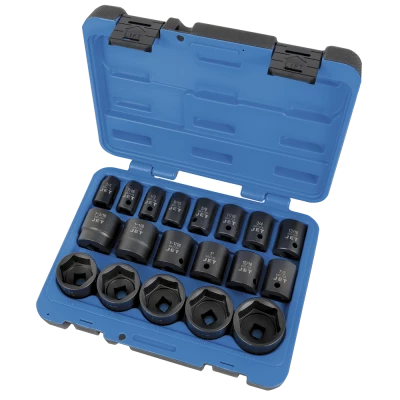 Jet 1/2" Dr. Impact Socket Set - SAE - 6 Point - 19 Piece 3 Jet 1/2" Dr. Impact Socket Set - SAE - 6 Point - 19 Piece