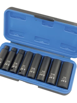 Jet 3/8" Dr. Deep Impact Socket Set - SAE Deep - 6 Point - 8 Piece